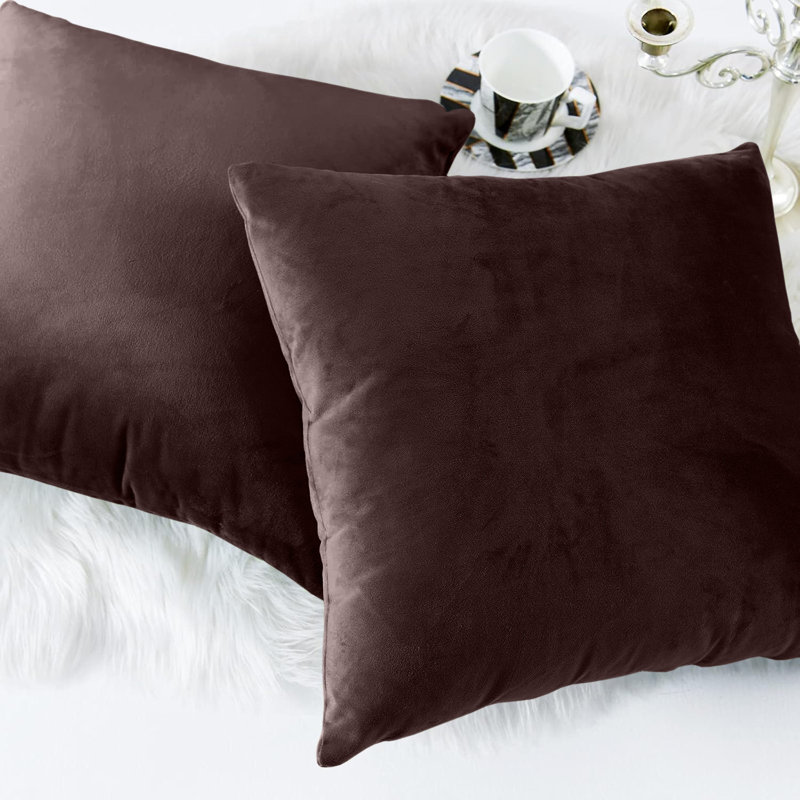Square Luxury Velvet Cushion cover Pack of 2, Brown