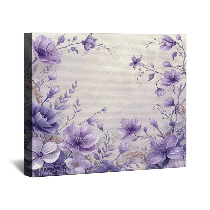 Toile tendue à motif floral mauve en plusieurs tailles, 32 po x 32 po