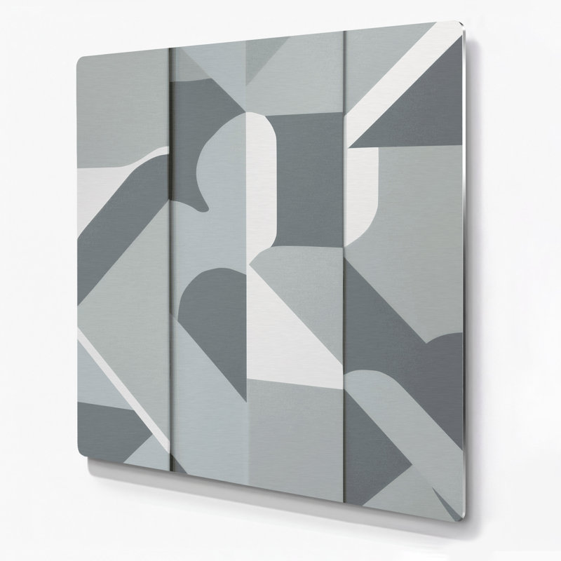 «Abstract Shapes 4», art mural en métal bleu, H 12 po x l 12 po