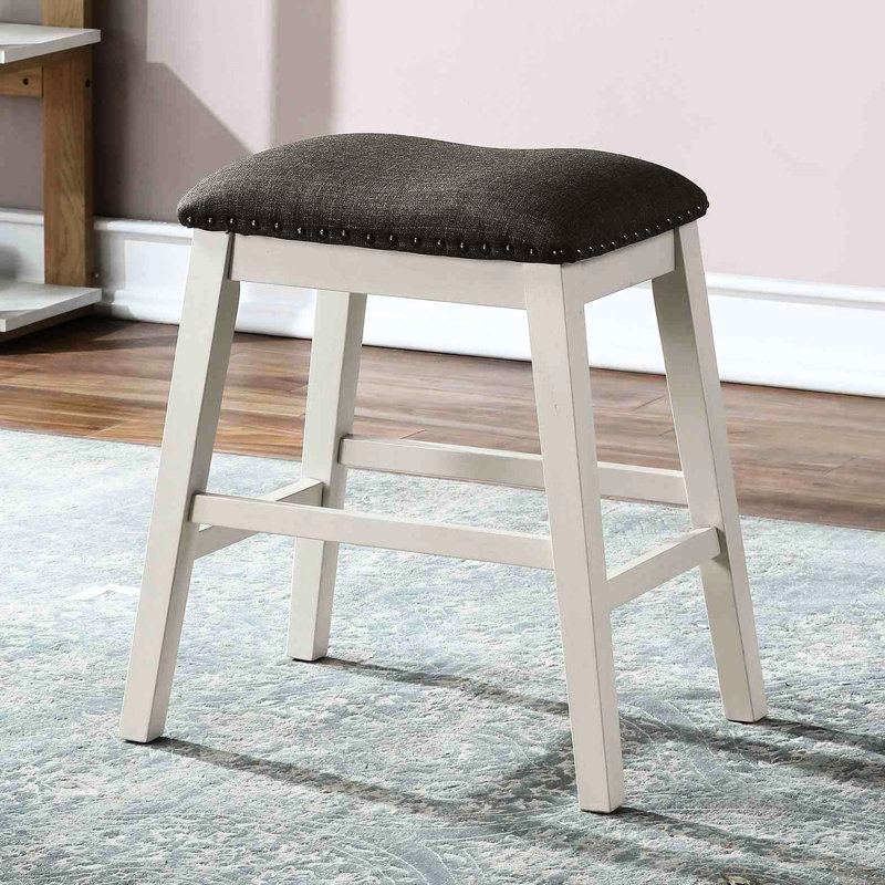 Tabouret à hauteur de comptoir de 2 et siège rembourré en tissu gris foncé, esthétique transitionnelle, pour siège de salle à manger