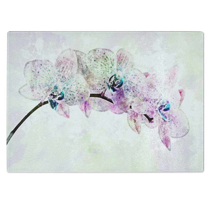 Tempered Glass Orchids Chopping Board, 39 cm W x 28.5 cm L