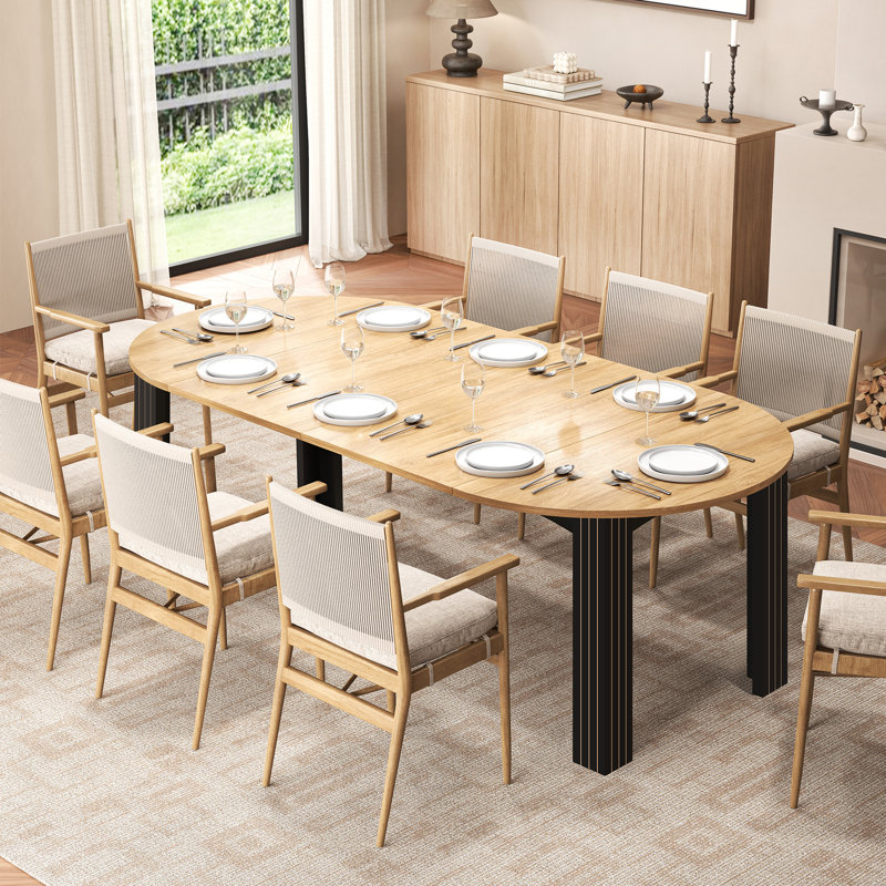Table de salle à manger ronde en bois de 43 à 78 po avec rallonge à rallonge, table de cuisine extensible pour appartement, salon, table de salle à manger ovale extensible pour 4 à 8 personnes, noir noyer