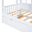 Lit simple en bois avec lit gigogne simple, lit de jour en bois, blanc