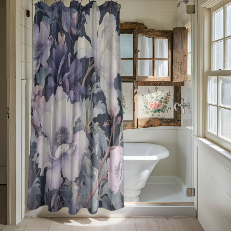 Floral Shower Curtain, 74"H x 71"W