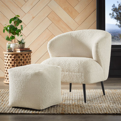 Fauteuil d'appoint et repose-pieds cube Betio Boucle