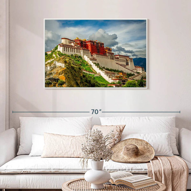 Palais du Pocala, Tibet, Cadre flottant blanc, 43 po x 29 po