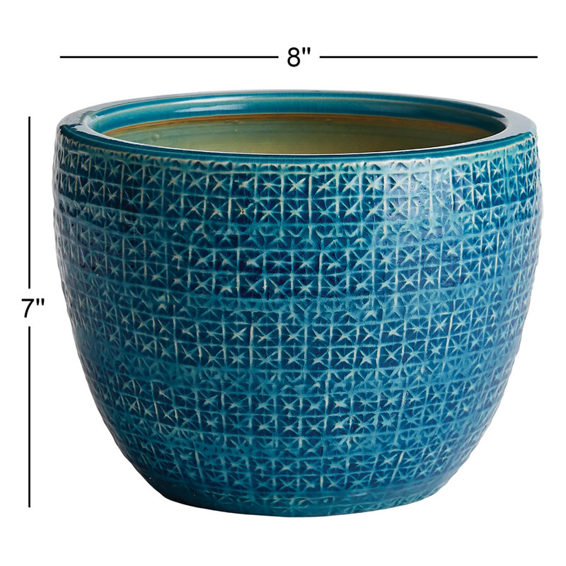 Pot de fleurs en céramique Shawna, Bleu
