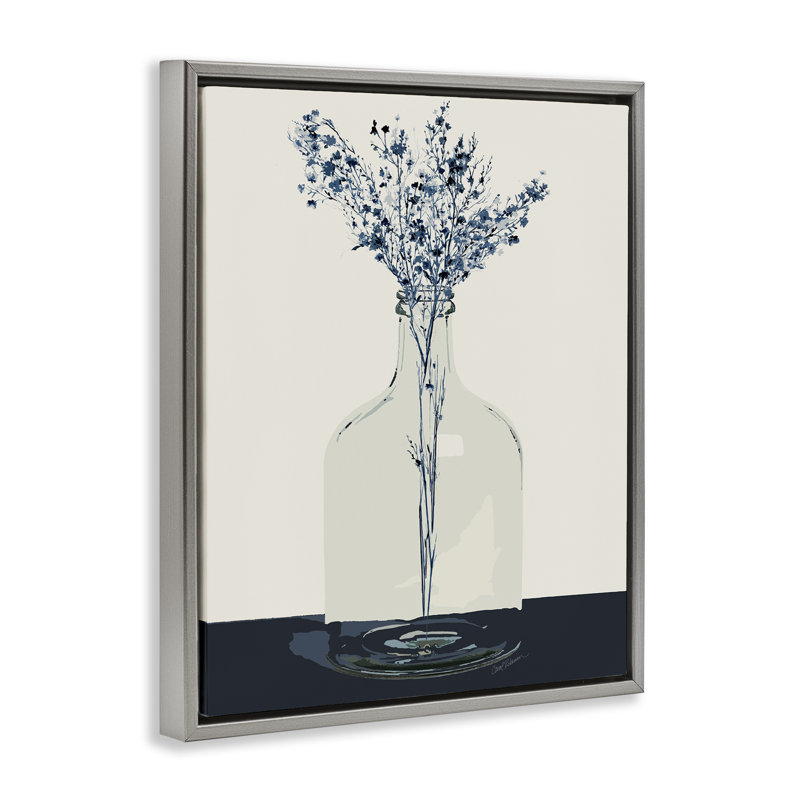 "Wildflowers in Glass Vase Floater", art mural par Carol Robinson, Cadre flottant gris lustré, H 31 po x l 25 po