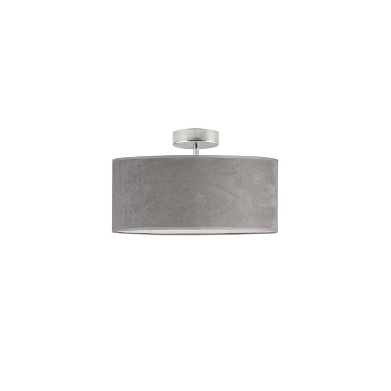 Vannatter Fabric Semi Flush Mount, Grey, Chrome