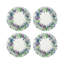 Wreath Flowers Blue Vegan Leather Round Coasters-1270682108