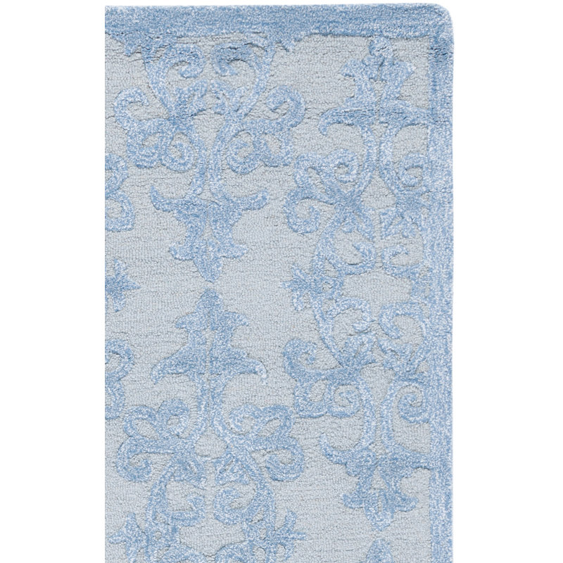 Harger Hand Tufted Wool/Viscose Geometric Rug in Blue, Runner 2'3" x 9'