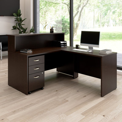 Arrive 60W x 72D Reception L Desk with 3 Drawer Mobile Pedestal - Reversible
