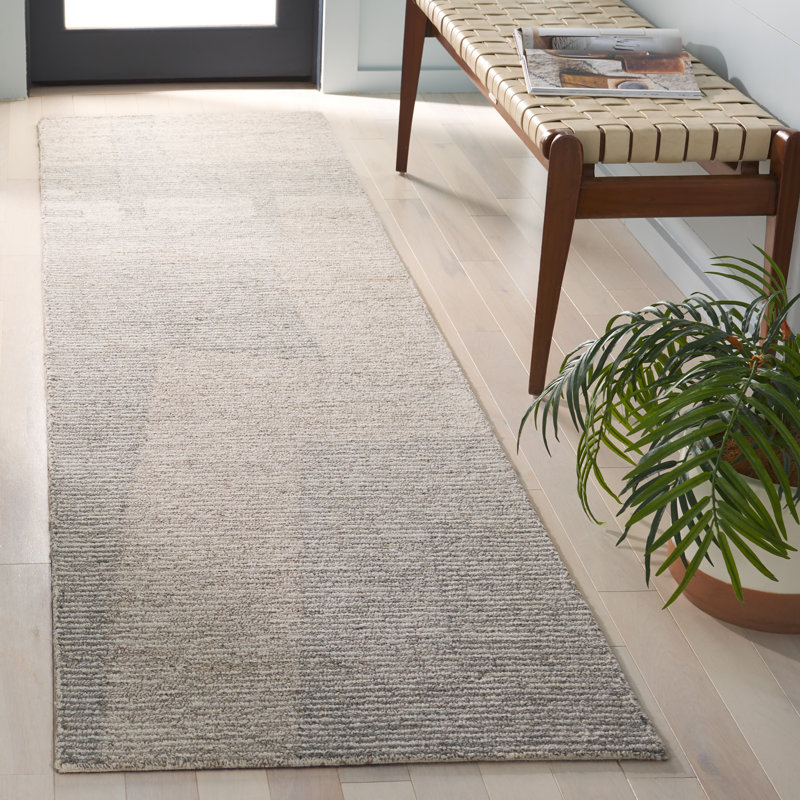 Tapis gris / beige en coton touffeté à la main Johnpaul, Tapis de couloir 2 pi 3 po x 9 pi