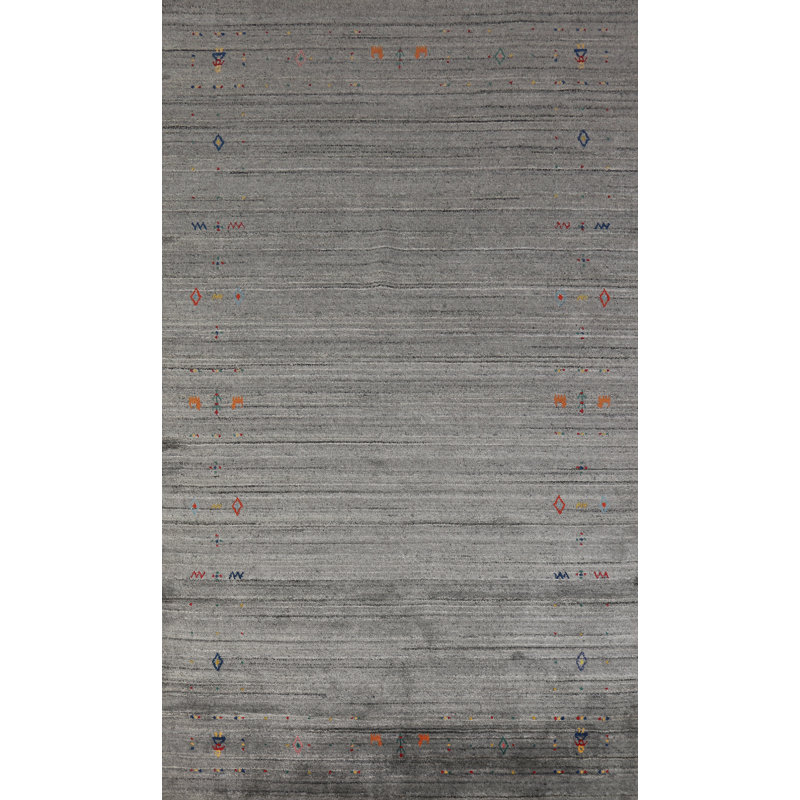 Handmade Gray Gabbeh Indian Area Rug 5x8