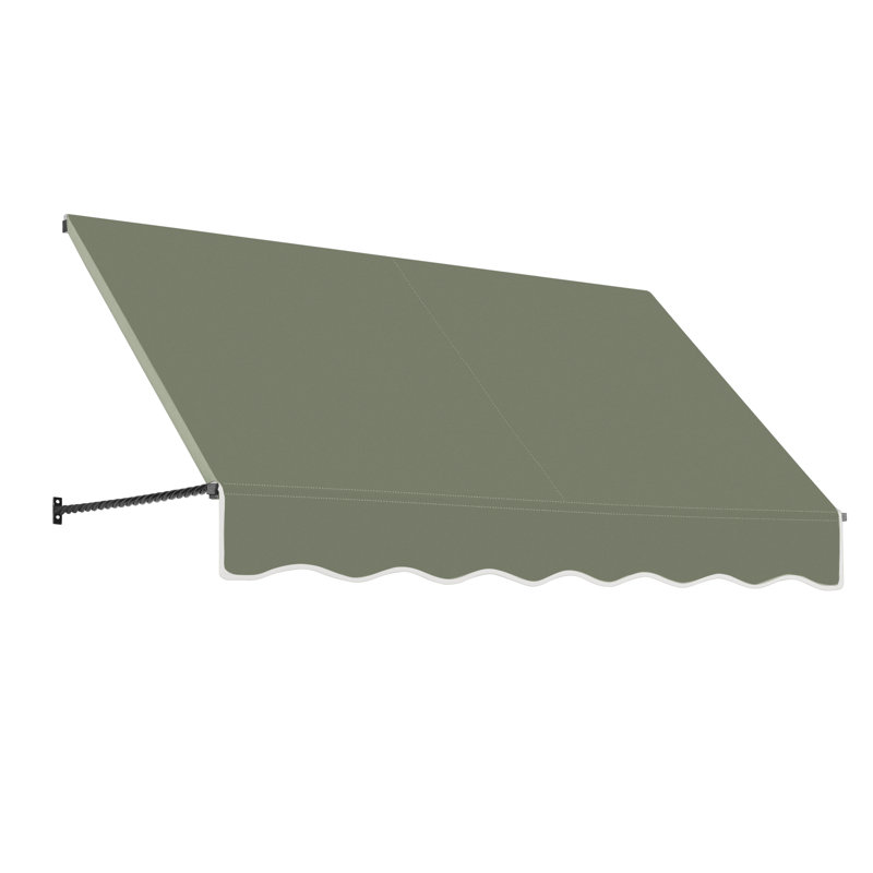 Awntech Santa Fe Acrylic Fabric Fixed Awning with Iron Rope Arms, 44" H x 64.5" W x 24" D, Sage