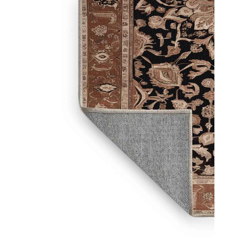 Machine Washable Persian Brown Area Rug, Rectangle 7' x 9'