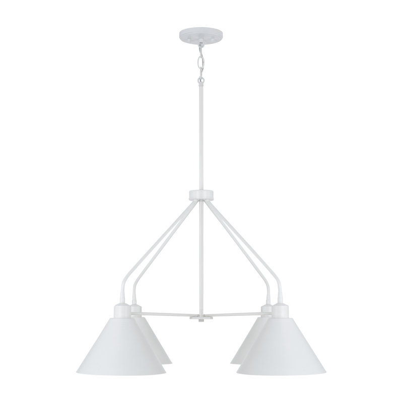 Alden 4 - Light Dimmable Cone Chandelier, White