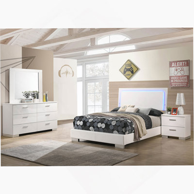 White High Gloss 4-Piece Full Bedroom Set