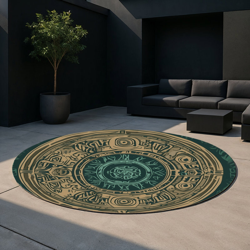 Courageous Heart Indoor And Outdoor Area Rug, Round 5'