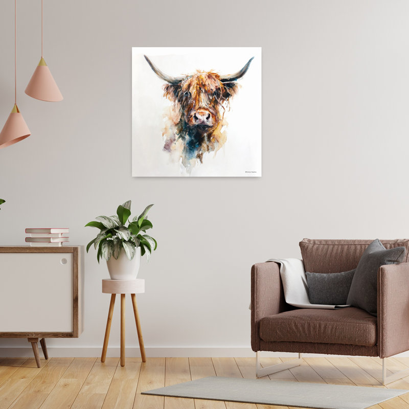 Vache avec une frange, art contemporain abstrait, 24" H x 24" W