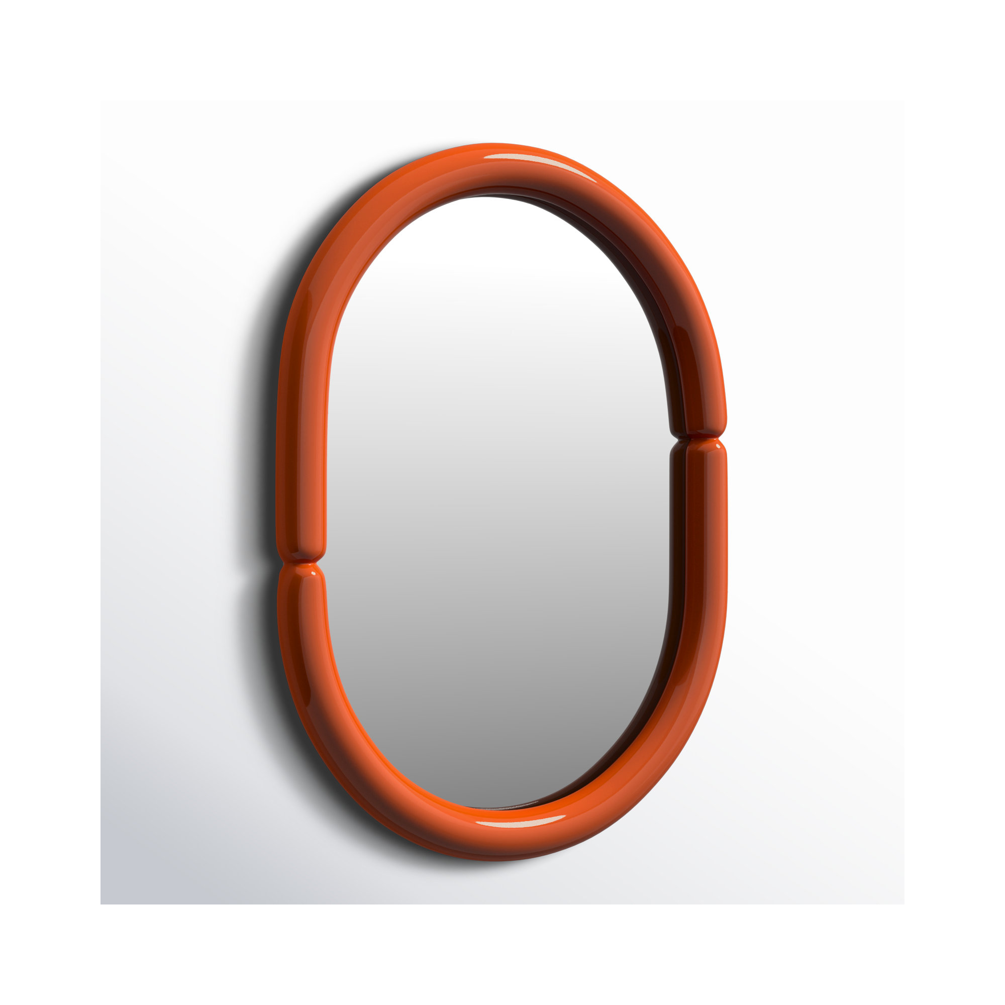Lorinda Solid Wood Oval Wall Mirror, Orange