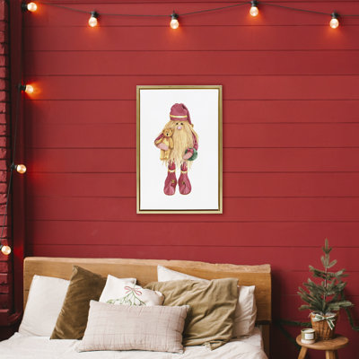 Elfe du Père Noël avec cadre flottant ours en peluche, design par Nancy Overton
