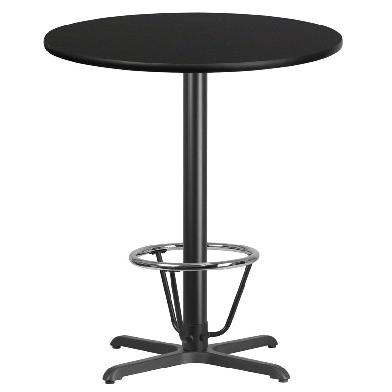 Plateau de table rond en stratifié 24 po Baskin avec base de table à hauteur de bar 22 po x 22 po, Noir