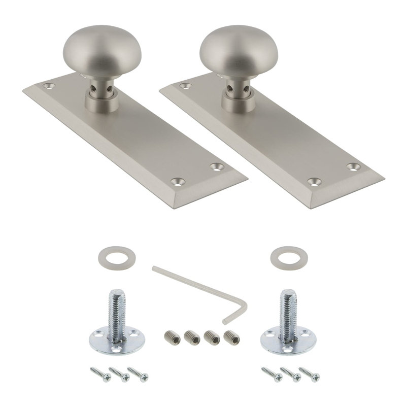 New York Plate with New York Door Knob, Satin Nickel
