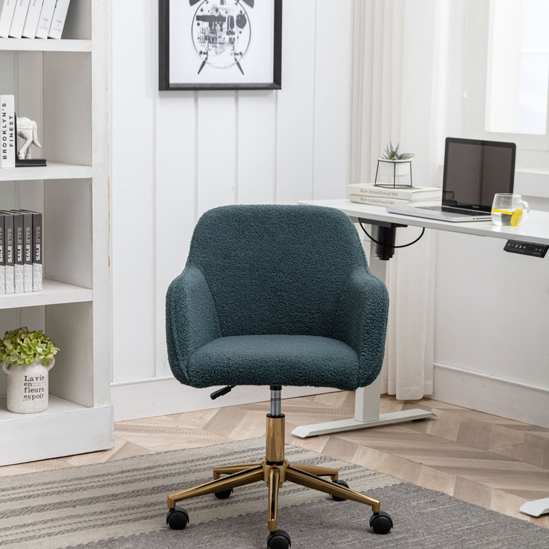 Chaise de bureau en tissu Teddy, hauteur réglable, pivotant à 360 °