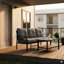 Ensemble de patio extérieur 2 pièces, canapé de patio 70 po en métal toutes saisons à 3 places et table basse rectangulaire, structure kaki avec coussins gris