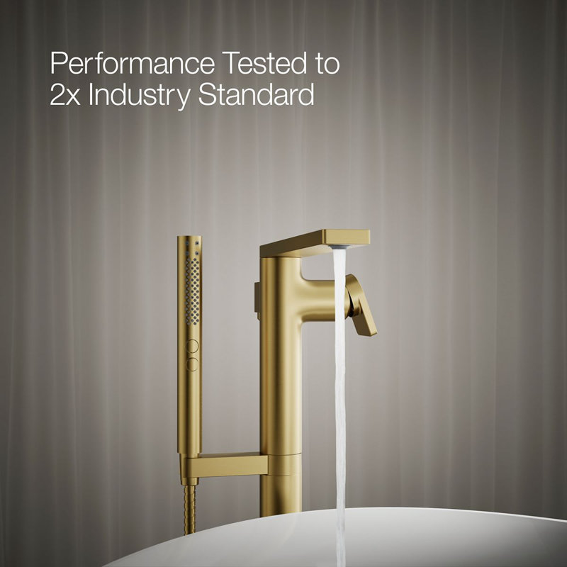 Composed Freestanding Bath Faucet, Vibrant Brushed Moderne Brass