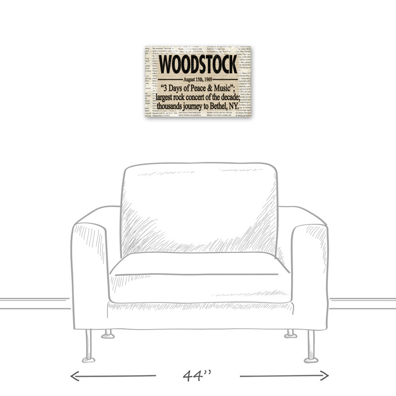 «Woodstock Headline» sur toile, H 12 po x l 18 po x P 1,25 po