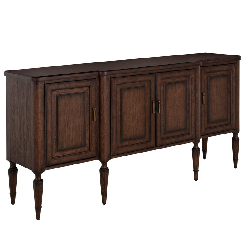 Mathis Wood Sideboard - 3 Shelves, Rustic Antique Oak/Aged Antique Brass