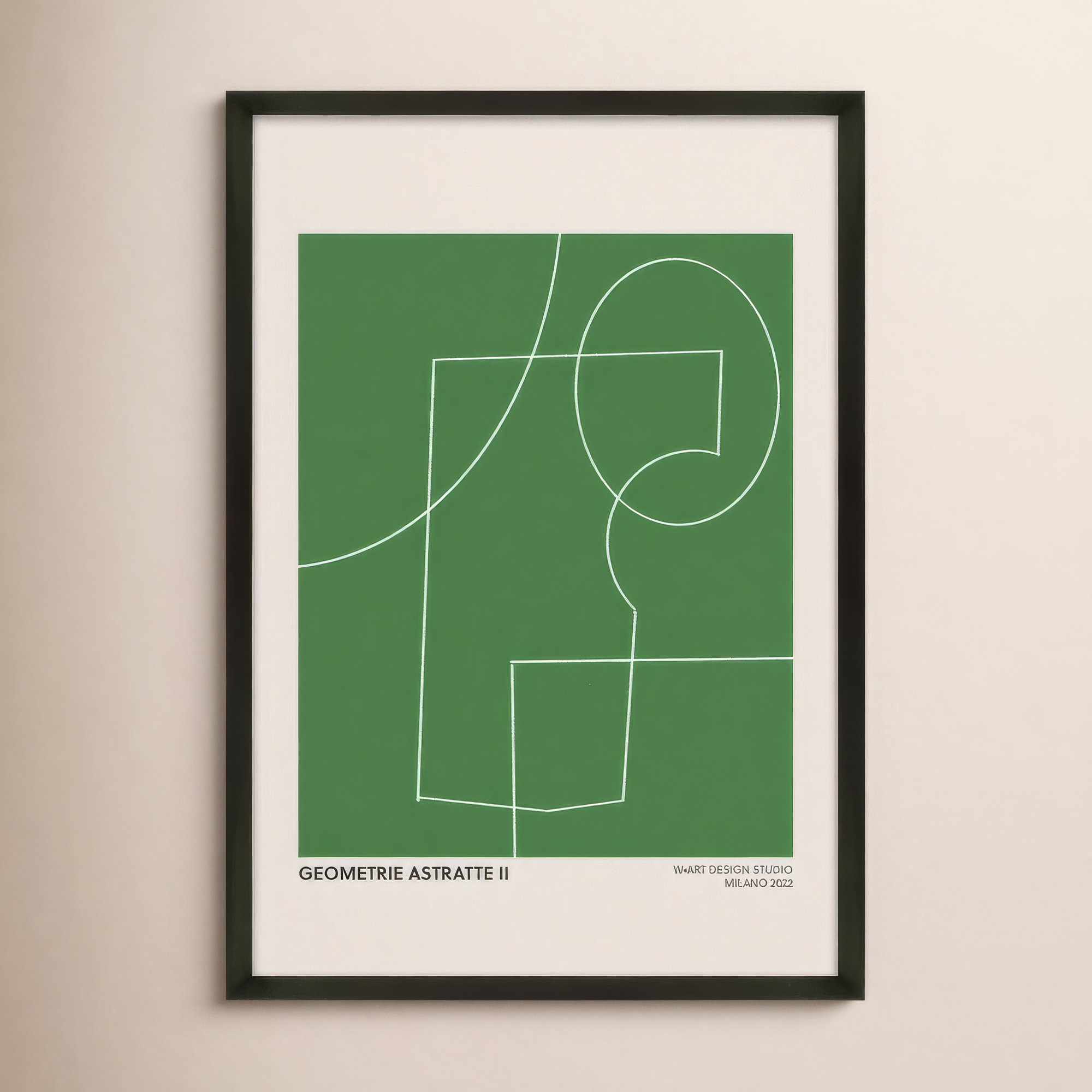 Geometric Abstraction In Green by Romina Gadler, Black, 20" H x 14" W x 1.25" D