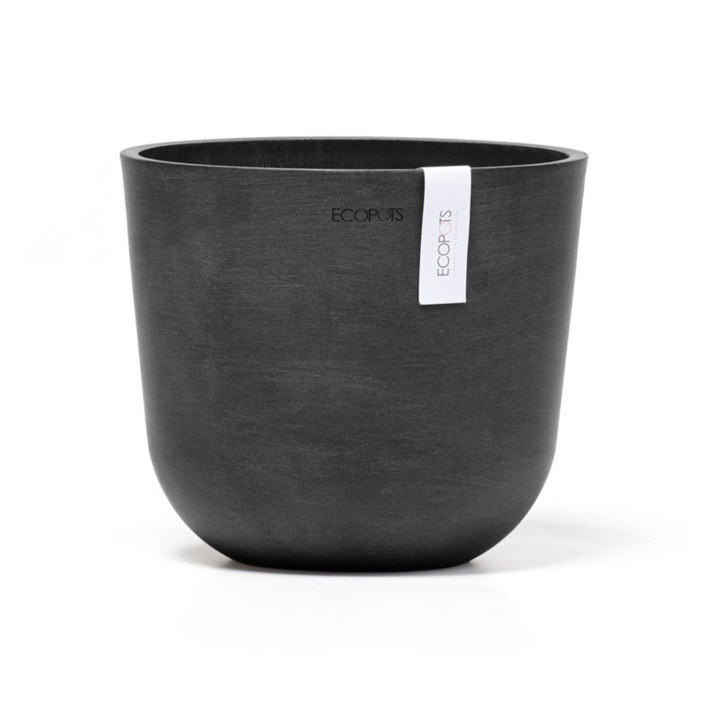 Pot à fleurs en plastique recyclé intérieur / extérieur Ecopots Oslo, H 8,5 po x l 10 po x P 10 po, Gris foncé