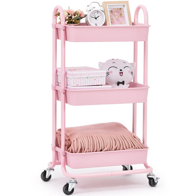 Stainless Steel Utility Rolling Cart, Metal Cart,3 Tier Rolling Cart,Utility Cart with Wheels,Bathroom Cart,Salon Trolley Cart,Kitchen Storage Cart