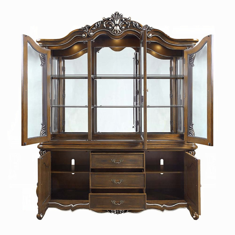 Buffet et huche latisha traditionnel en chêne antique avec détails sculptés