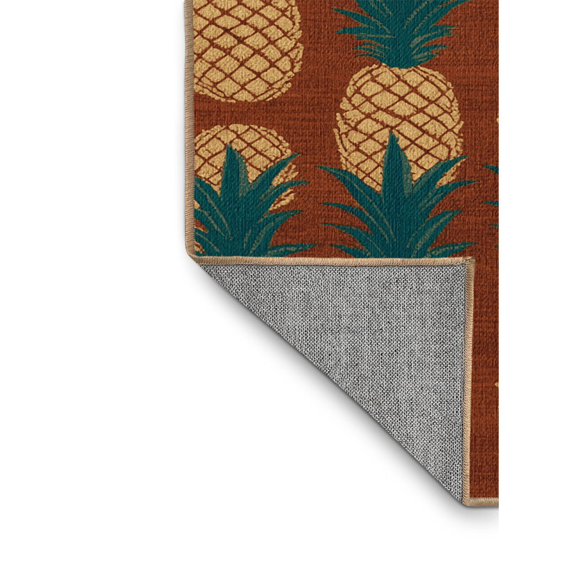 Washable Pineapple Fruits Area Rug, Rectangle 8' x 10'