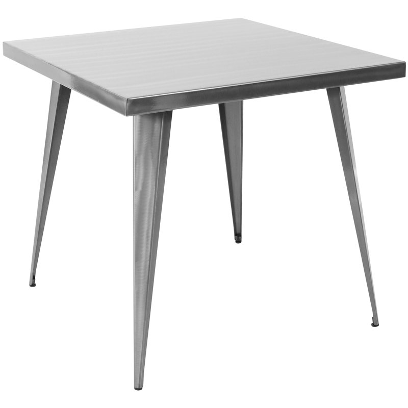 Marie Metal Dining Table, Silver, 30" H x 32" L x 32" W