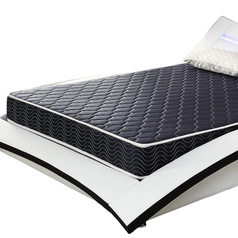 Matelas pleine grandeur imperméable de 6 pouces avec tissu losange bleu marine et mousse haute pour un sommeil confortable, un matelas respirant