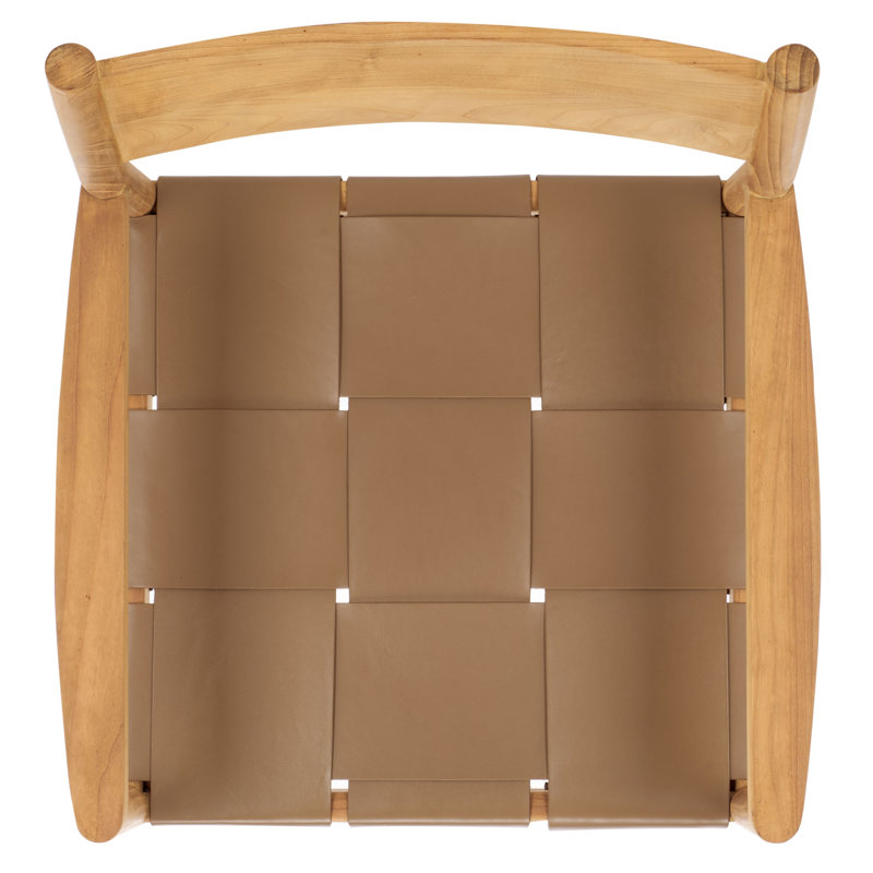 Devnie Leather Upholstered Arm Chair, Natural, Brown