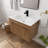 30" Freestanding Bathroom Vanity with White Ceramic Basin and Adjustable Open Shelf