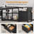 71" L-Shaped Executive Desk With Power Outlets, Modern Home Office Corner Desk with File Drawers and Pegboard-2116437611