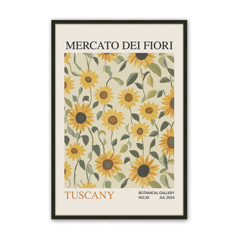 Imprimé de marché aux fleurs d'été Toscane, Reproduction encadrée sans passe-partout, H 15 po x l 12 po x P 1,25 po