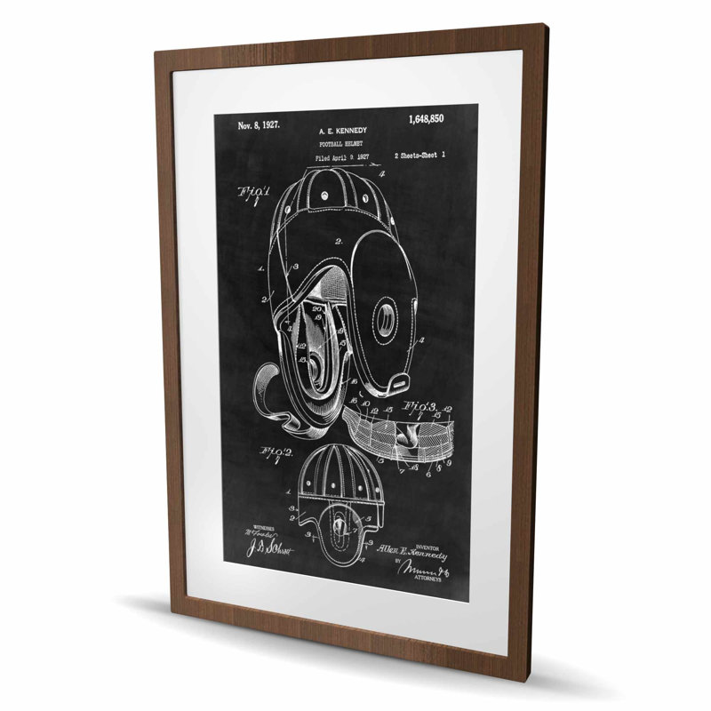 Impression d'un casque de football noir Blueprint | Cadre encadré