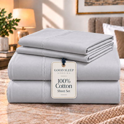 100% Cotton 800 Thread Count California King Size 4-Piece Sheet Set, Light Gray