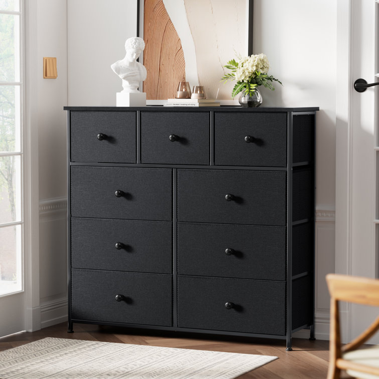 Remonda 9 Dresser, Chest of Drawers with Wide 39'', Easy-Pull Fabric ...