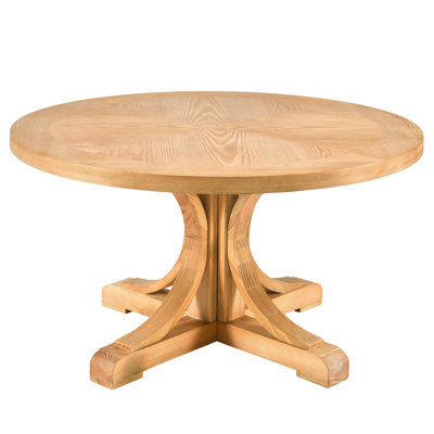 Solid Wood Round Coffee Table, Rustic Style With Classic Design, Perfect For Various Home Decor