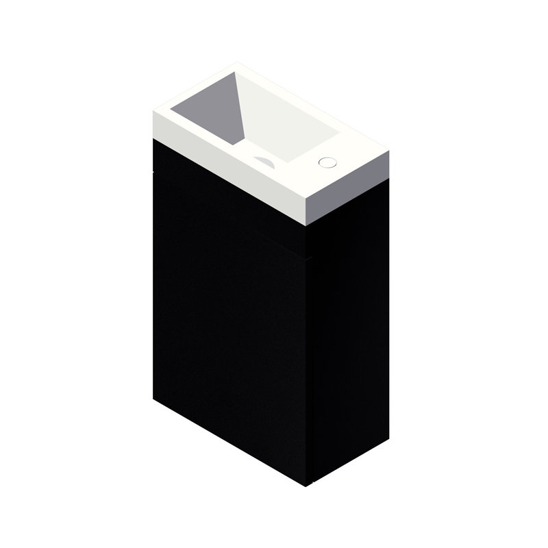 Marietta 16'' W Single Vanity, Matte Black, Matte Black, 0 holes/Gloss White