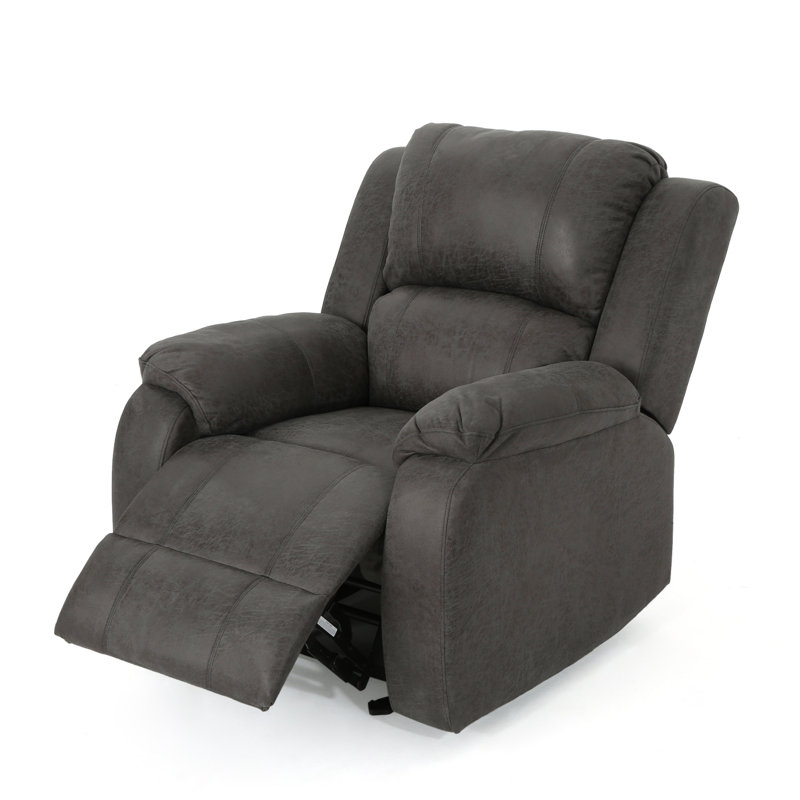 Fauteuil inclinable manuel en tissu de lin ardoise, dimensions 34,5 po x 39 po x 39 po
